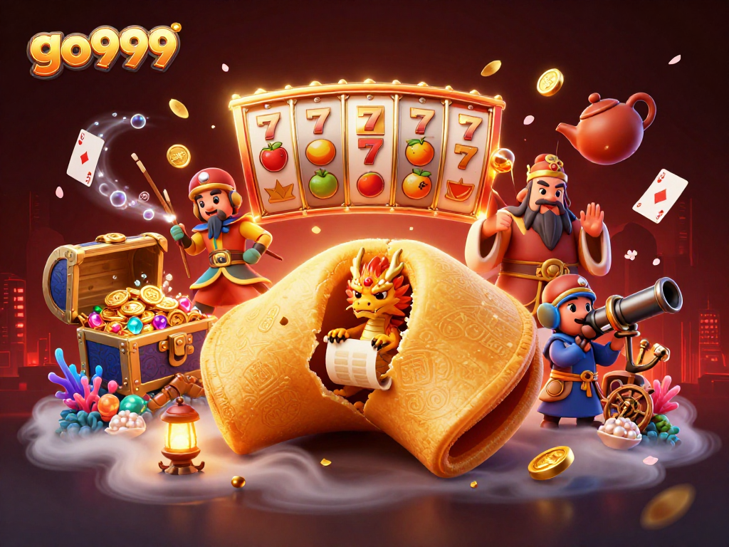 Experience thrilling gameplay at go999 with vibrant slot reels and a magical dragon fortune scene.